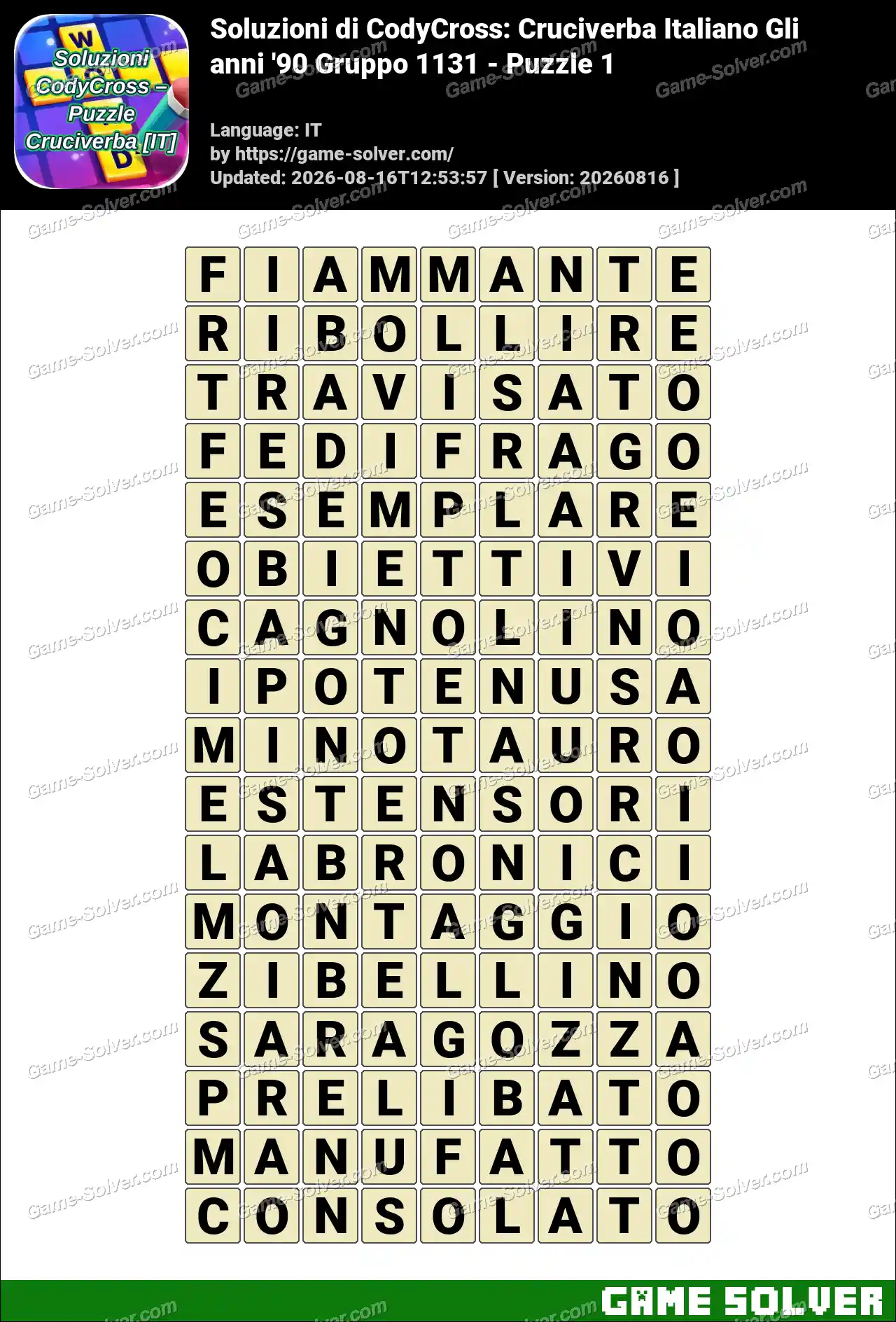 Soluzioni di CodyCross: Cruciverba Italiano Gli anni ’90 Gruppo 1131 – Puzzle 1